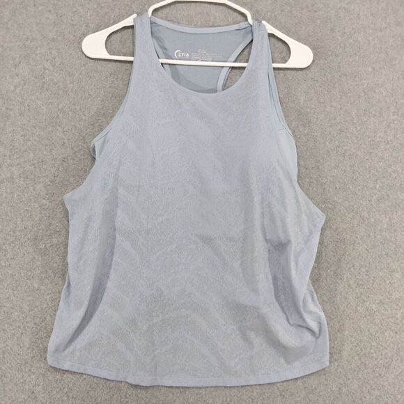 Zyia Active Tank Top Womens XL Light Blue Bra Racerback Stretch Layered 2-in-1 - Picture 1 of 12